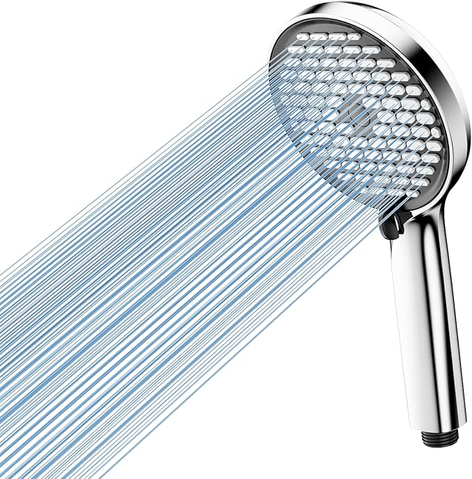 Cobbe High Pressure 6 Spray Modes Shower Head, Featuring Independent Waterway Design – A Universal Powerful Handheld Showerhead Ideal for Low Water Pressure (Chrome/Black)