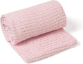 Clair de Lune Soft Cotton Cellular Shawl Baby Pram Blanket Pink 70 x 90 cm