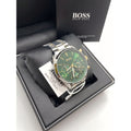NEW HUGO BOSS CHAMPION HB1513878 SILVER GOLD & GREEN TONE MEN'S WATCH