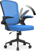 naspaluro Computer Desk Chair, Ergonomic Office Chairs with Flip-up Armrests, Mid-Back Mesh Chair with Lumbar Support, Home Office Chair-Blue Chair