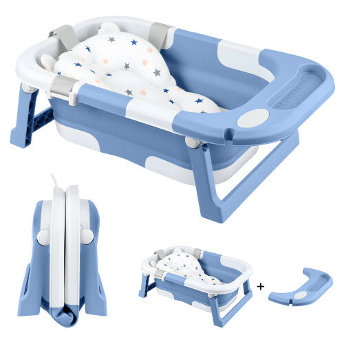 Foldable Baby Bathtub Infant Tub with Seat Support Heat-Sensitive