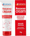 Grahams Natural Rosacea Cream - Clinically Proven Anti-Redness Cream Treatment for Face to Soothe, Moisturise, Hydrate & Calm Sensitive Rosacea-Prone Skin - Hypoallergenic, Steroid-Free (1 x 75 g)