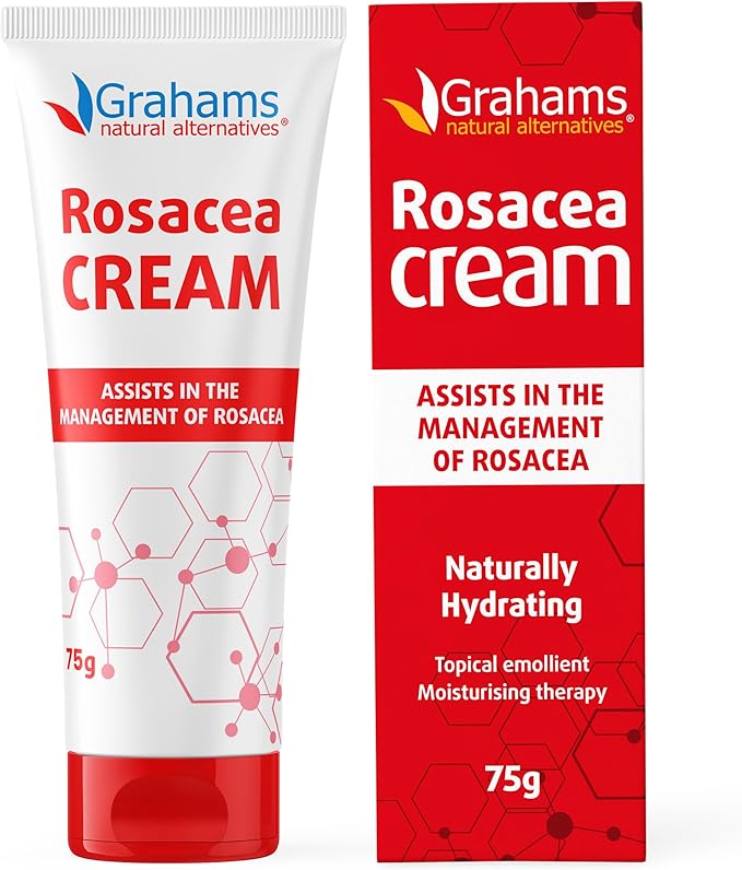 Grahams Natural Rosacea Cream - Clinically Proven Anti-Redness Cream Treatment for Face to Soothe, Moisturise, Hydrate & Calm Sensitive Rosacea-Prone Skin - Hypoallergenic, Steroid-Free (1 x 75 g)