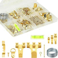 372pcs Picture Hanging Kit, Heavy Duty Picture Hooks for Frames, Picture Hanger Set with Saw Tooth, D-Ring, Nails, Screws for Mirrors, Picture Frames & Paintings Plasterboard Walls (Gold)