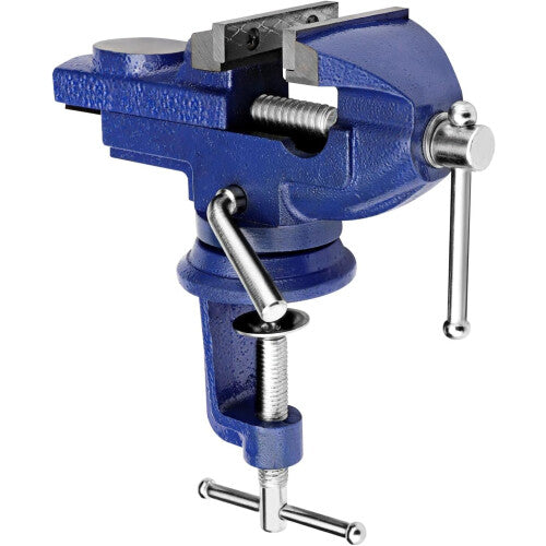 Heavy-Duty Cast-Iron Vise with 360 Swivel Base, 60mm Jaw, Mounting Holes for Benchtop Workbench
