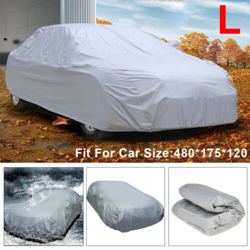 New Full-Size Large Car Cover UV-Proof Waterproof Breathable Fits Cars Up to 4.7m Lightweight with Elastic Bottom & Storage Bag