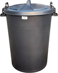 110L HEAVY DUTY BLACK PLASTIC RUBBISH REFUSE BIN WASTE W/ LOCKING LID