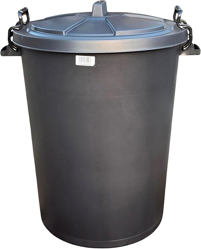 110L HEAVY DUTY BLACK PLASTIC RUBBISH REFUSE BIN WASTE W/ LOCKING LID