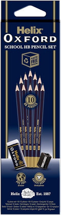 Helix Oxford X10 HB Pencils with Plastic Sharpener and Eraser