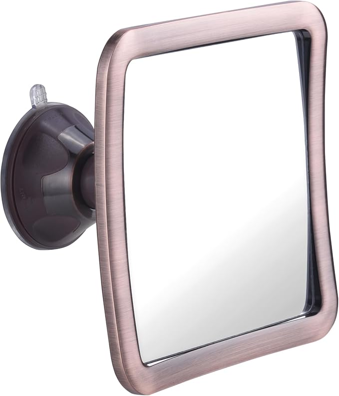 Bronze-Plated Fogless Shower Mirror for Shaving with Improved Suction and 360° Swivel - Unbreakable Fog Free Mirror for Men and Women - 16cm x 16cm (Bronze)
