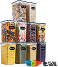 YASHE Food Storage Containers with Lids Airtight, Set of 10 * 1.5L, Plastic Cereal Storage Containers, BPA Free, Kitchen Storage Containers for Dry Food, Flour & Sugar, with Labels, Marker & Spoon