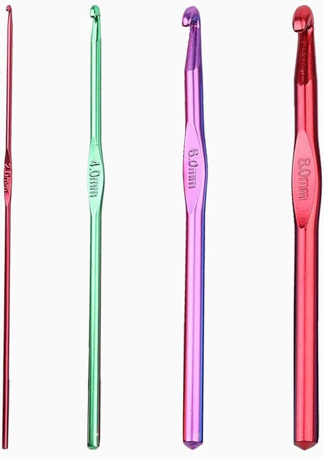 Crochet Hooks, 4 Pcs Multicolor Aluminum Knitting Needles, Crochet Hooks Set for Beginners or Professionals