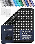 homerella® Shower Mat Non Slip Anti Mould 53 x 53 cm, INCL. Hooks for Drying, Bath Mat Non Slip Anti Mould, Shower Mats for Inside Shower, BPA-Free and Machine Washable for Children and Elderly