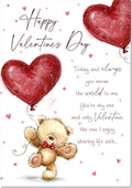 doodlecards Valentine's Day Card Teddy and Balloon,Standard A5
