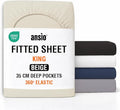 ANSIO® King Size Fitted Sheet Soft Brushed Microfibre Fabric – Extra Deep Pocket 35cm – All-Around Elastic – OEKO-TEX Certified – Easy Care & Naturally Smooth After Wash - Beige