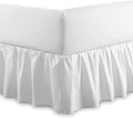 Plain 100% Egyptian Cotton Fitted Valance Sheet | Easy Care 16" / 40cm Extra Deep Frilled Valance Fitted Bed Sheet - Machine Washable - Single Double King Size (White, Double)