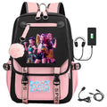 (pink-3) K-Pop Demon Hunters Anime School Backpack Cute Cartoon Print Bag for Students