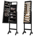 18 LEDs Jewelry Armoire Floor Standing Mirror Cabinet
