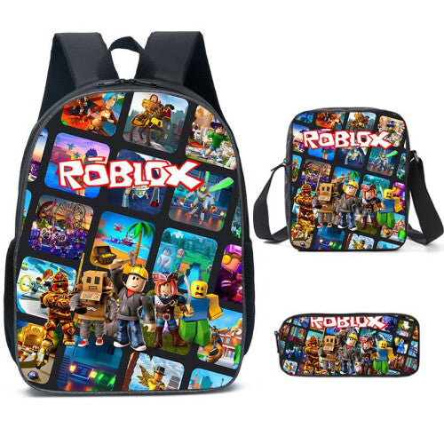 (Style K) 3pcs Roblox Schoolbag Lunch Bag Pencil Case Set Backpack Kids Education Gift