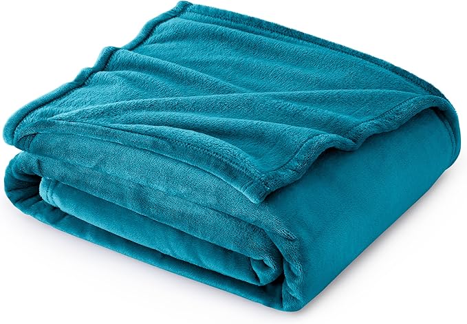 Bedsure Fleece Throw Blanket for Sofa - Soft Cosy Fluffy Blankets for Bed, Warm Single Throws for Audlts, Teal, 130x150 cm