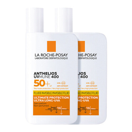 2x La Roche-Posay Anthelios UVmune 400 Invisible Fluid SPF50+ Fragrance-Free 50ml