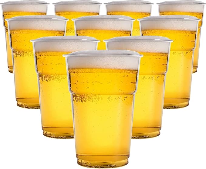 Pack of 50 Clear Plastic Full Pint Glasses – 660ml Disposable Drinking Cups – Recyclable Plastic Tumblers for Parties, Events, BBQs, Catering, Weddings, Outdoor & Everyday Use