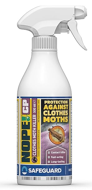 NOPE! CP Moth Killer Spray (500ml) - Fast acting, Odourless, Long-lasting Moth Repellent for Clothes, Home, Wardrobe, Room & Carpets.