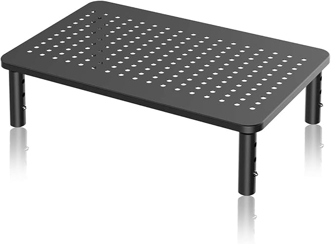 suptek Computer Monitor Stand Riser, Metal for Laptop, Printer, Notebook and All Flat Screen TV Display with Vented Platform, 3 Height Adjustable Riser MST003