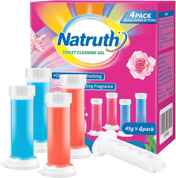 NATRUTH Toilet Cleaner Gel Toilet Stamp Gel Flower and Ocean Fragrance 36 Doses, Keep Clean and Long-lasting Fragrance For Toilet BowlsToilet Basins and Sinks (Flower and Ocean)