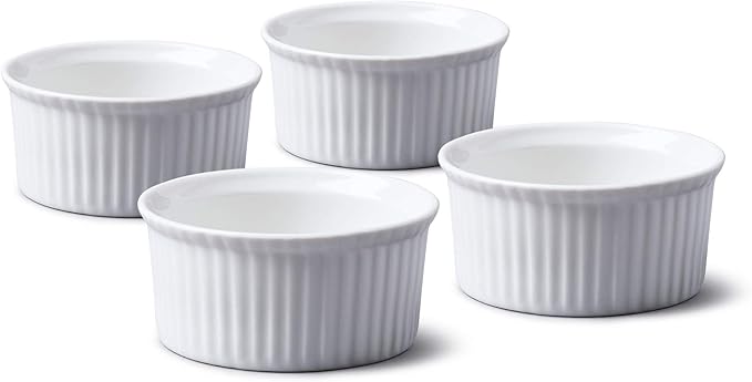 WM Bartleet & Sons 1750 TSET41 Set of 4 Traditional Porcelain Ramekins 7.5cm Diameter– White