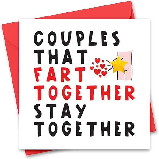 Funny Valentine's Day Card for Him or Her - Valentine's Day Cards for Girlfriend, Boyfriend, Husband or Wife - Valentines Day Card for Fiance Fiancee - Couples That Fart Together