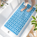HITSLAM Bath Mat Non Slip Anti Mould, 89 x 40 cm Long Non Slip Shower Mat for Inside Shower, Machine Washable Bathroom Bathtub Mat with Strong Suction Cups and Drain Holes, Soft on Feet, Blue