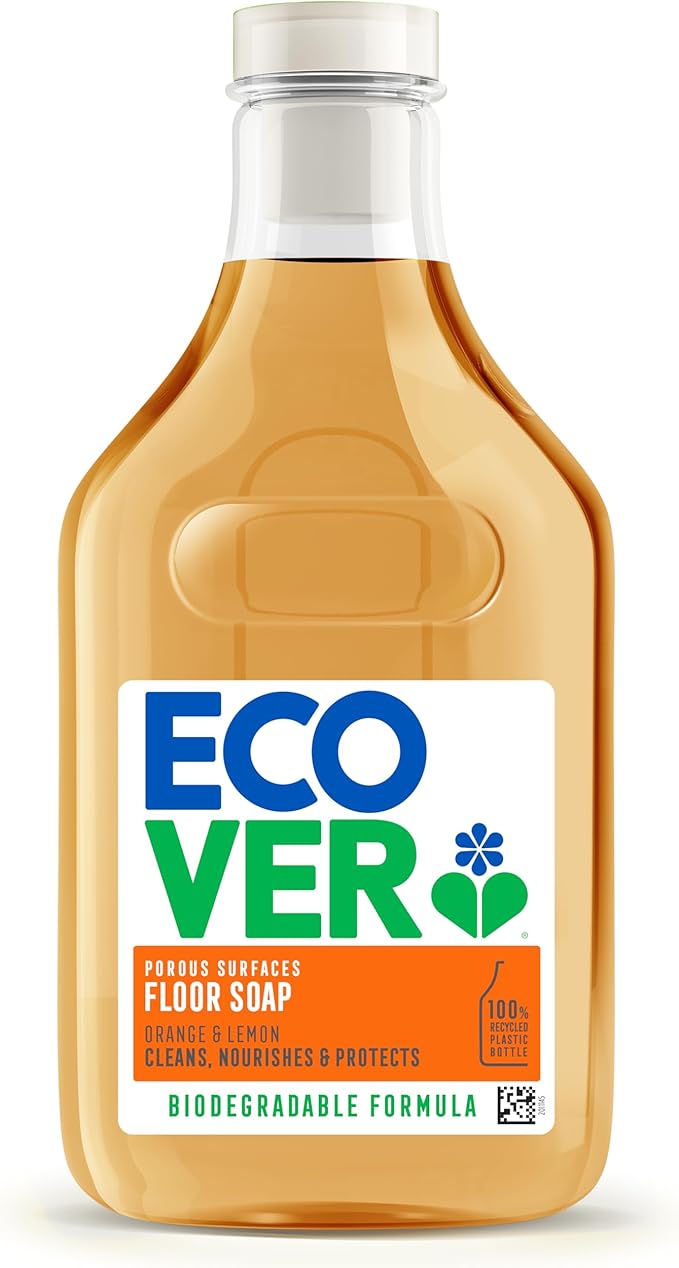 Ecover Floor Soap, Multi-Surface Floor Soap For A Bright Finish, Orange & Lemon Scent, Pack of 1, 1 x 1L