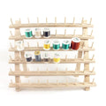 Beech Wood 60-Spool Thread Rack - Wall-Mount or Freestanding Embroidery Holder, Paint/Stain Ready, 40x16x32 cm
