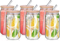480ml Can Shaped Glass Cups Set, Drinking Glasses with Bamboo Lids and Glass Straws, Tumblers for Beer, Iced Coffee, Cocktails and Soda (6pcs)
