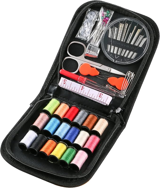 Travel Mini Sewing Kit, Over 70 Premium Supplies, Filled with Needles, Scissors, Thimble, Thread, Tape Measure