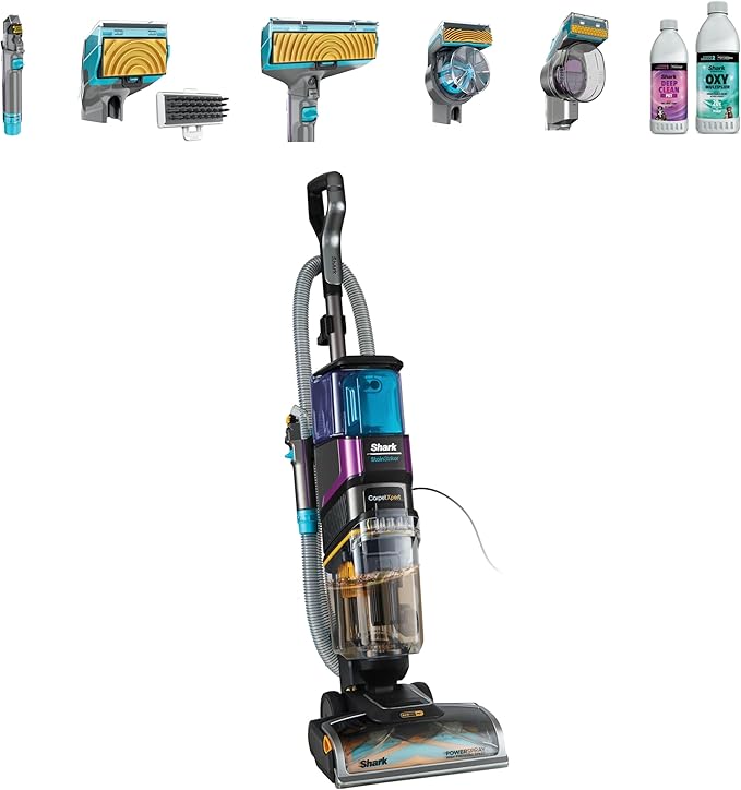 Shark CarpetXpert HairPro Pet Carpet Cleaner, Anti-Tangle & Clog, Built-In StainStriker Spot Cleaner, Removes Tough Stains & Odours, Carpets & Upholstery, 5 Tools, 2 Cleaning Formulas, 1000W, EX300UK