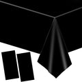 YAAVAAW Table Cloth Table Cover, 2pcs Black Party Tablecloths for Halloween, Birthday, Picnic, Dining