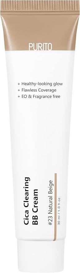 PURITO Cica Clearing BB Cream #23 Natural Beige 1 fl.oz / 30ml, Vegan bb cream, foundation, cruelty free