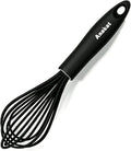 Anaeat 23cm Silicone Balloon Whisk, Perfect for Non-Stick Cookware, Milk and Egg Beater Blender, Heat Resistant Kitchen Whisks for Whisking, Cooking, Baking, Beating, Frothing & Stirring (Black)