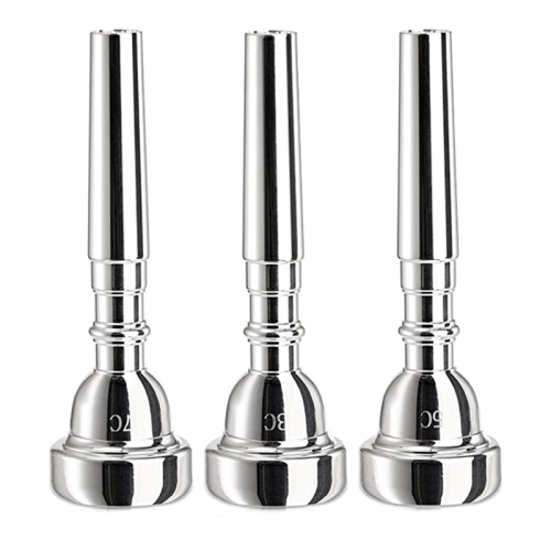 3 Pack Trumpet Mouthpiece, 7C 5C 3C Silver Plated Mouthpiece