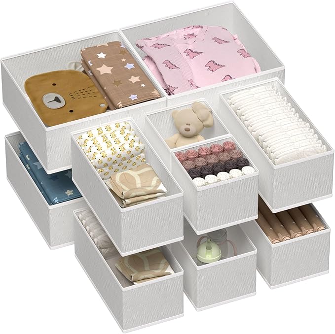 Vtopmart 12 Pack Drawer Organiser Foldable Box - Drawer Dividers Fabric - Wardrobe Storage Organiser for Bras - Underwear, Socks, Baby Clothing
