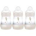 MAM Easy Start 3x160ml Self-Sterilising Anti-Colic Bottles with Slow-Flow Teats Size 1 - Newborn Essentials, Grey (Designs May Vary)
