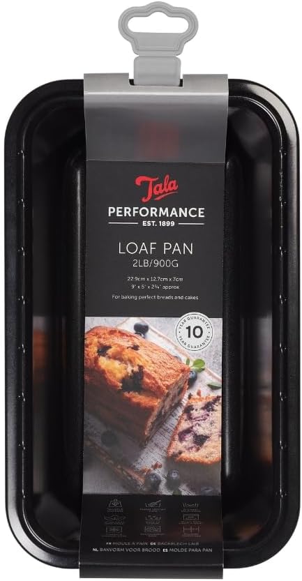 Tala Performance, 2lb Loaf Pan, Professional Gauge Carbon Steel with Eclipse Non-Stick Coating; Perfect loaf tin for Cakes and Loaves, 24.4x14.4x6.95 cm