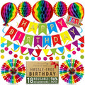 Premium Reusable Birthday Decorations - Happy Birthday Banner, Honeycomb Paper Party Decorations, Bunting, Streamers - Decor for Girls, Boys, Women & Men by Itsy Bitsy Party Co (Rainbow)