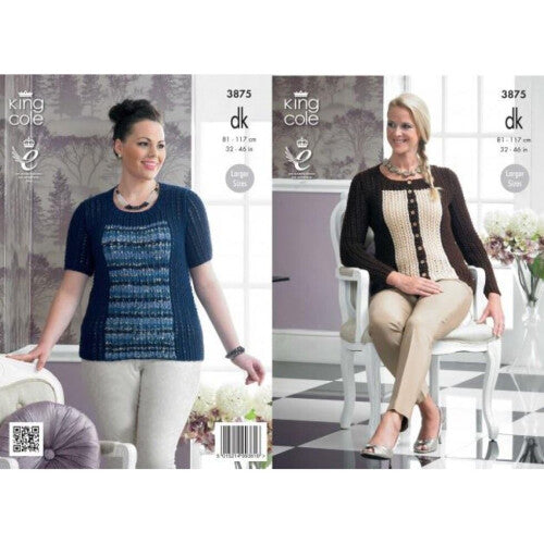 King Cole Merino Knitting Pattern 3875 Women 32 - 46 Inches Cardigans, Sweaters