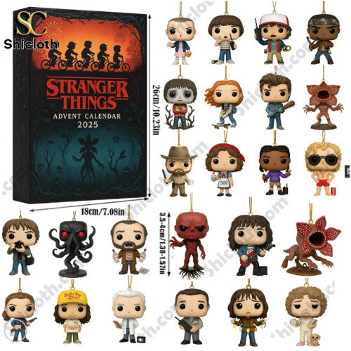 ("Stranger Things" comes to blind box, 26*18*3cm) "Stranger Things" advent countdown 24 days blind box Christmas tree decoration acrylic pendant
