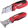 Spear & Jackson SJ1790 2-in-1 Trimming Knife and Scraper - Multi-Functional Utility Knife & Scraping Tool, Folding Cutting Blade Stores in Handle, Rotating Blade for Scraping + 10 Spare Blades