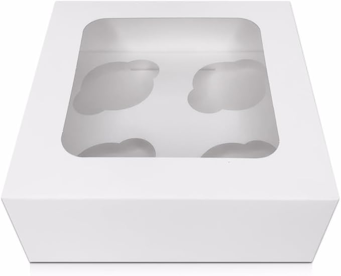 25 x White Cupcake Boxes - 4 Holes