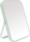 YEAKE Table Desk Vanity Makeup Mirror, 8-Inch Portable Folding Mirror - Metal Stand 90° Adjustable Rotation for Travel Makeup - Bathroom Shower Green